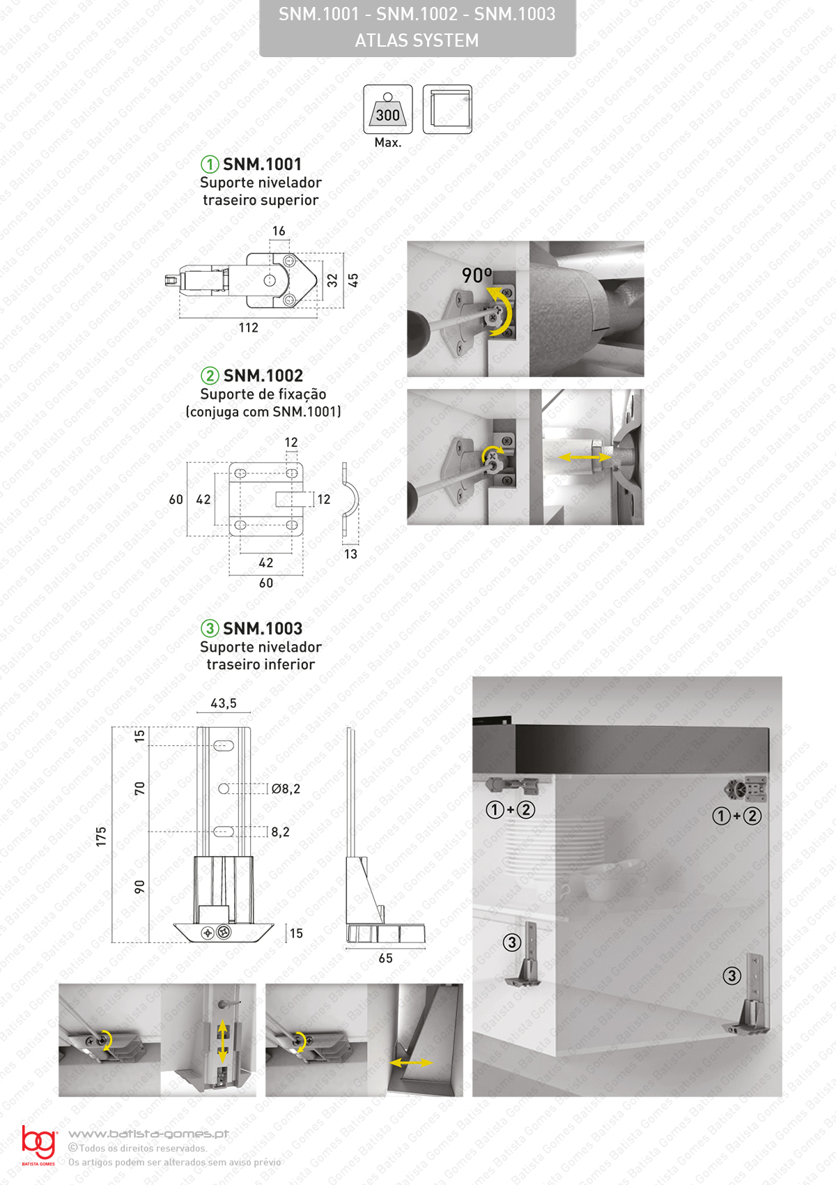 Suportes niveladores para arm�rios grandes e suspensos